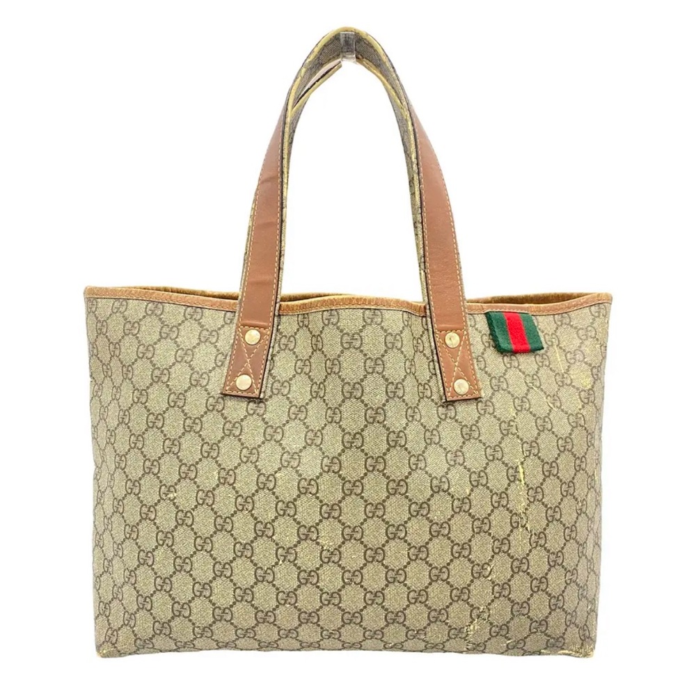 Gucci GG Supreme Canvas tote with leather trim